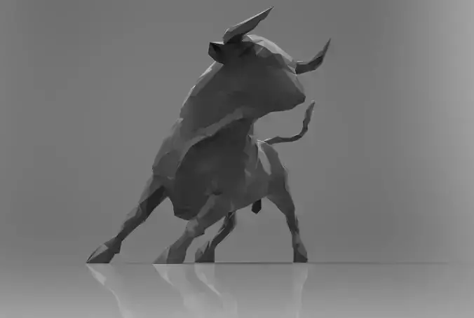Bull low poly triangulated 3D print model