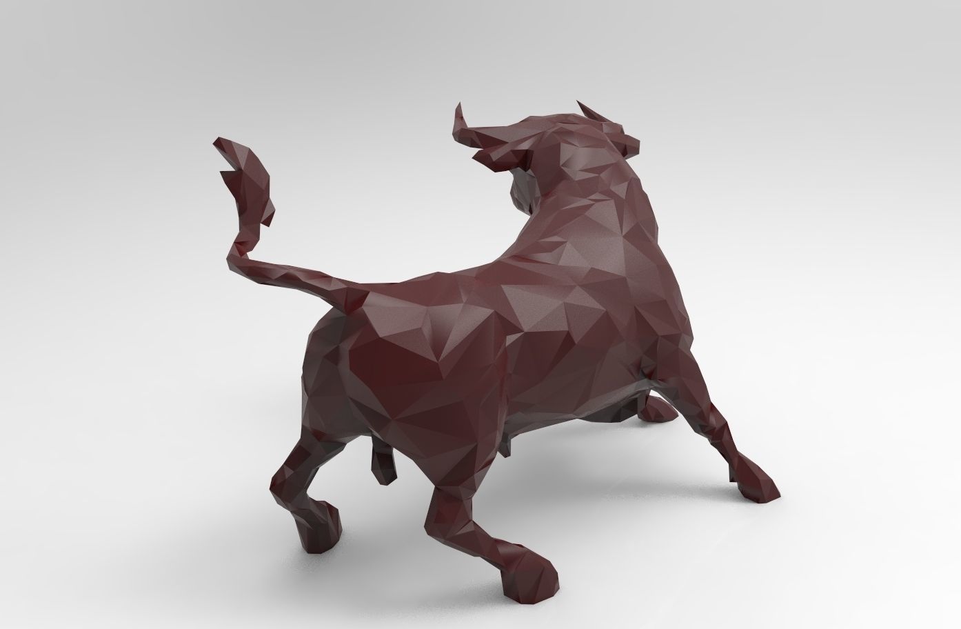 Bull low poly triangulated 3D print model_2