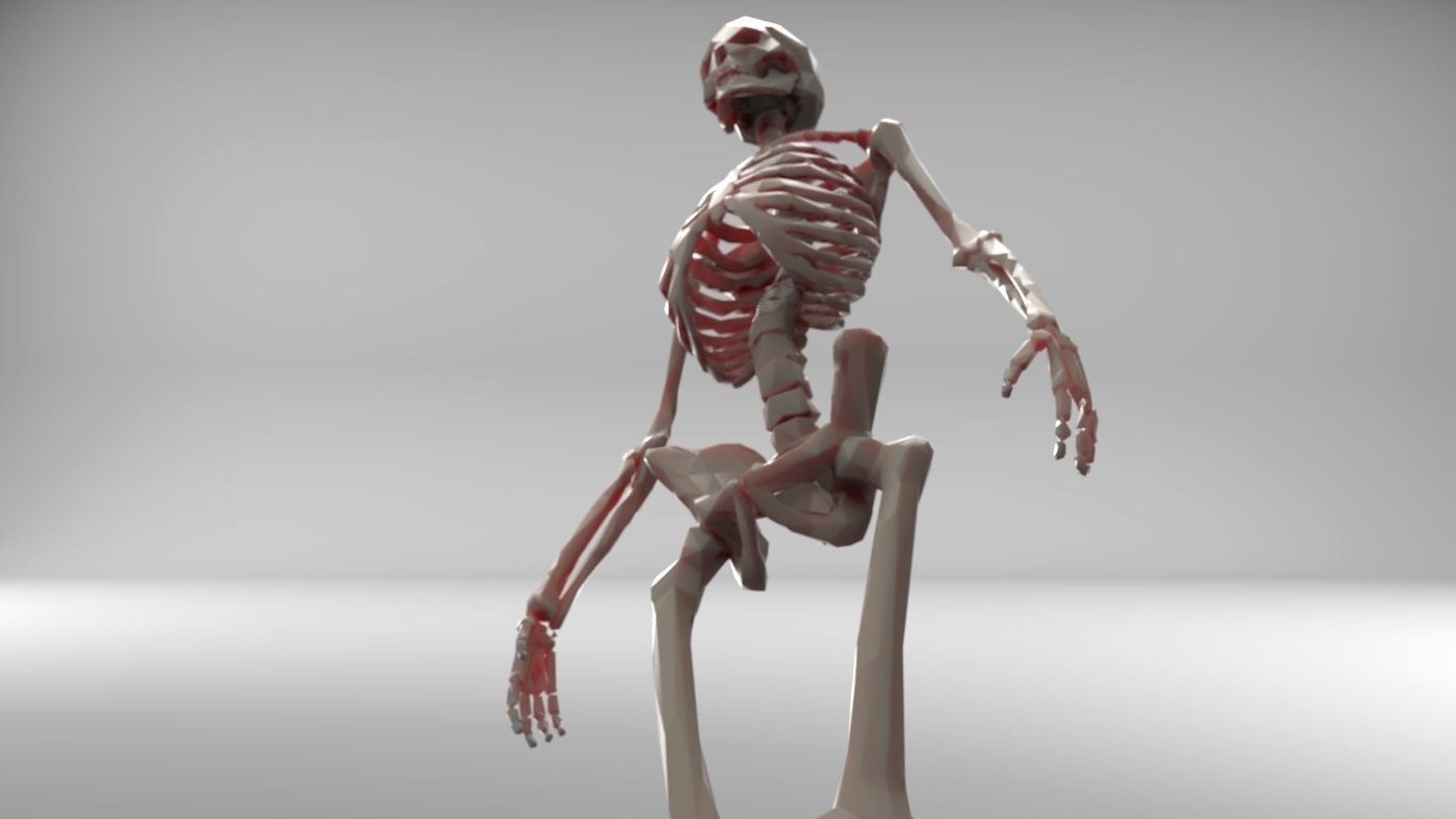 Low poly skeleton human Low-poly 3D model_2