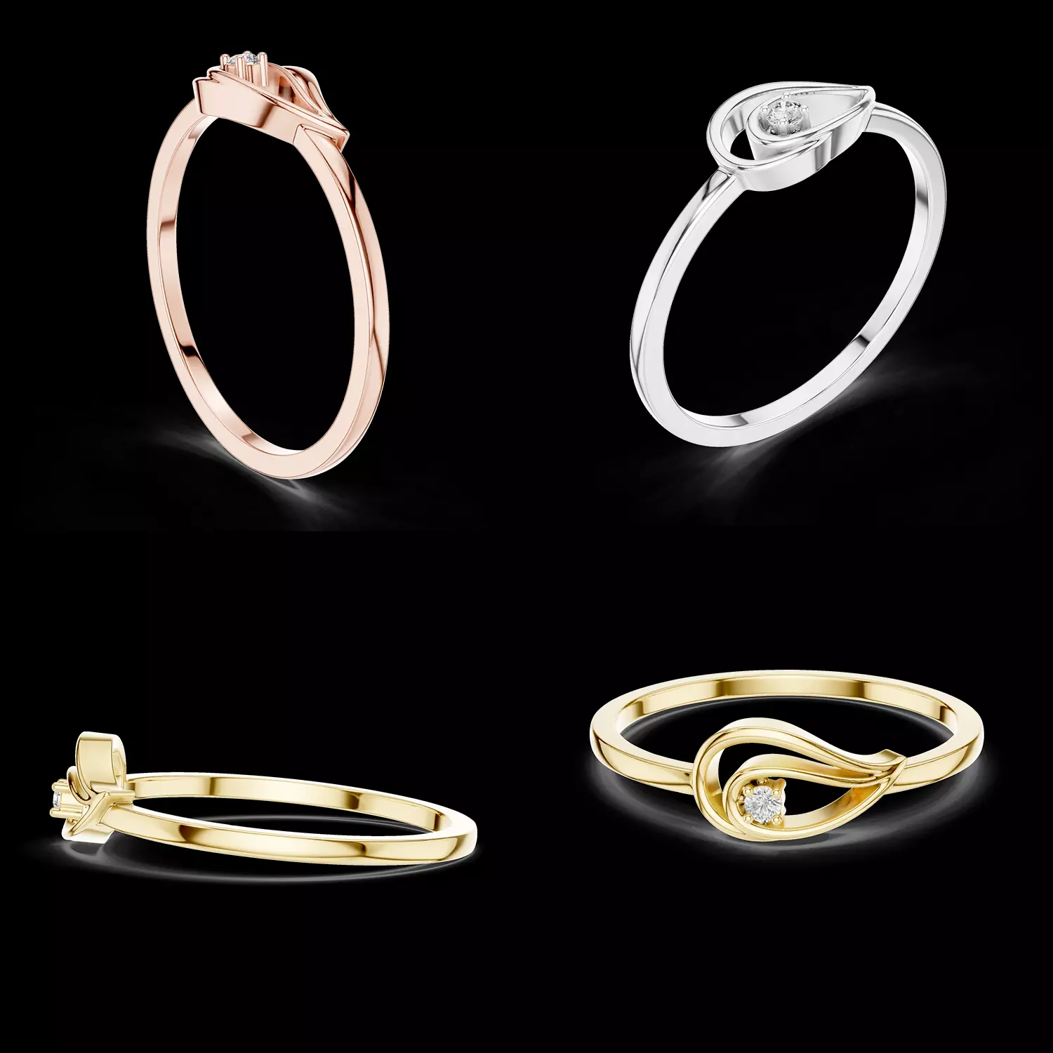 Wave Diamond Ring CAD Model Jewelry Design STL 3DM File 3D print model