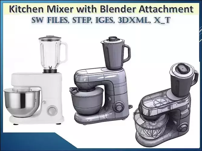 Kitchen Mixer with Blender Attachment 3D CAD Model 3D model
