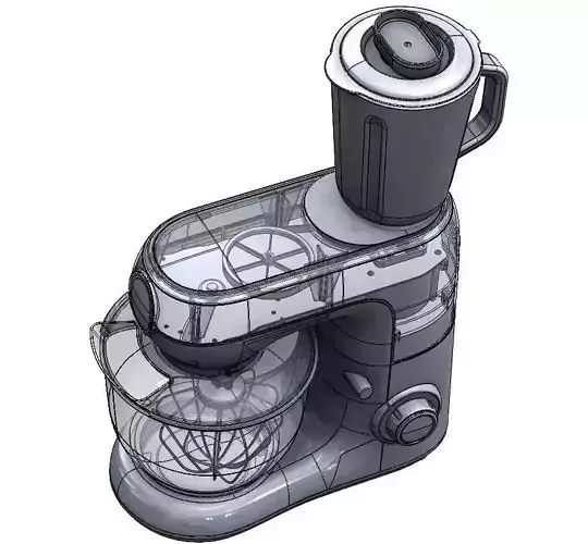 Kitchen Mixer with Blender Attachment 3D CAD Model 3D model 2