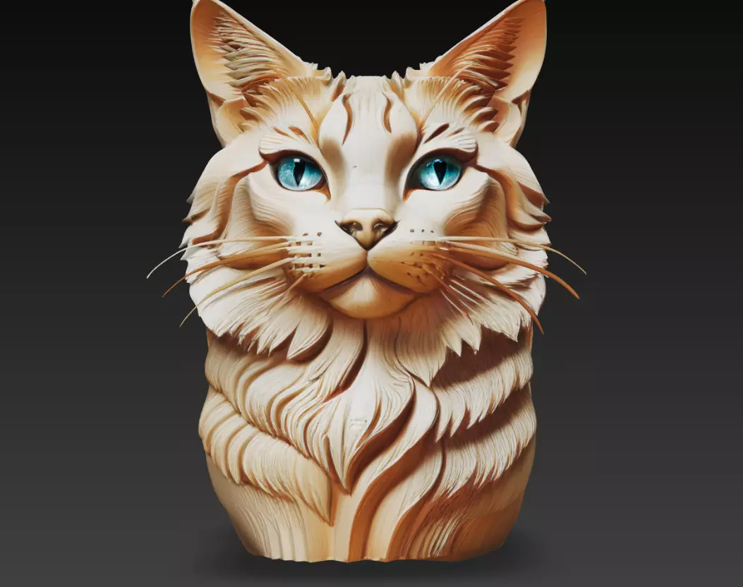 Realistic Cat Bust Sculpture Decorative 3D Model 3D print model