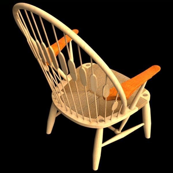 Wegner PP550 Peacock chair 3D model_1