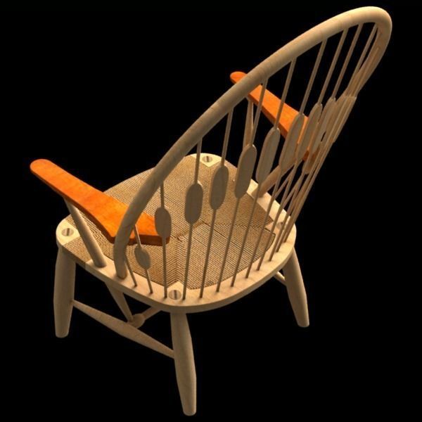 Wegner PP550 Peacock chair 3D model_3