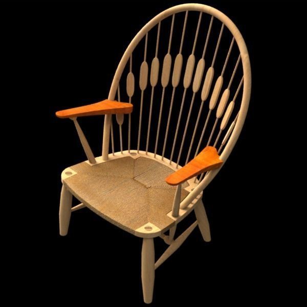 Wegner PP550 Peacock chair 3D model_4