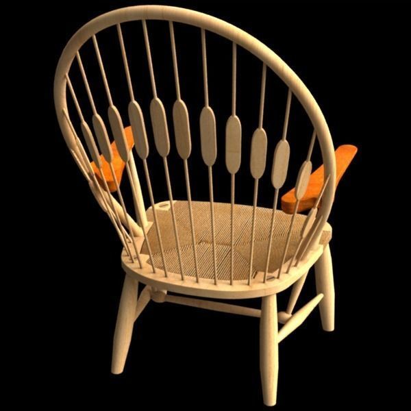 Wegner PP550 Peacock chair 3D model_7