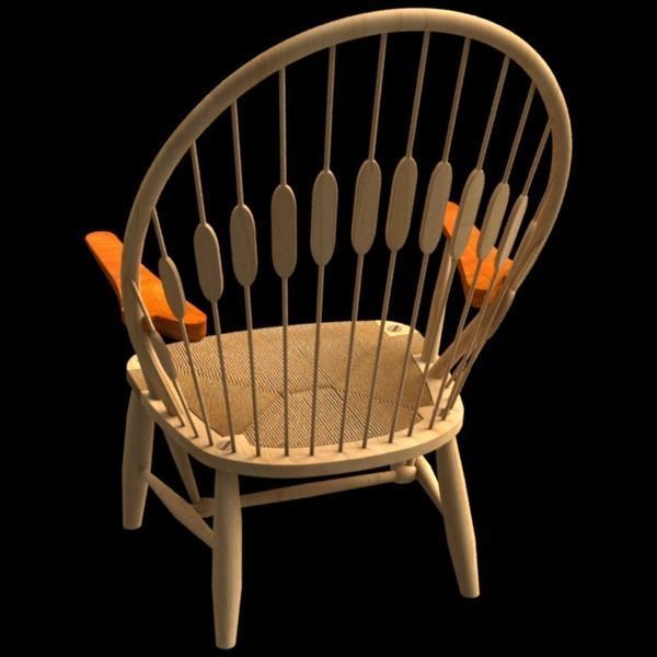 Wegner PP550 Peacock chair 3D model_11