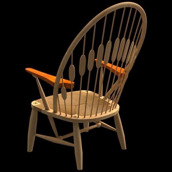 Wegner PP550 Peacock chair 3D model_6