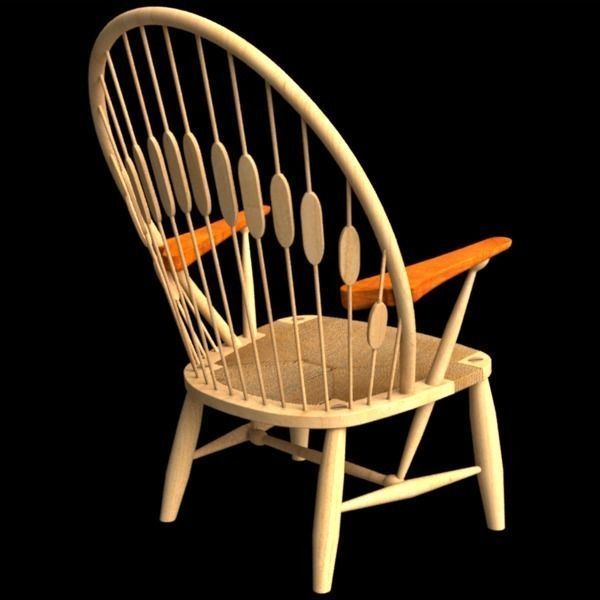 Wegner PP550 Peacock chair 3D model_8