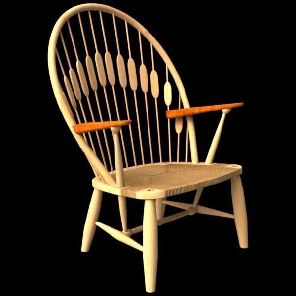 Wegner PP550 Peacock chair 3D model_2