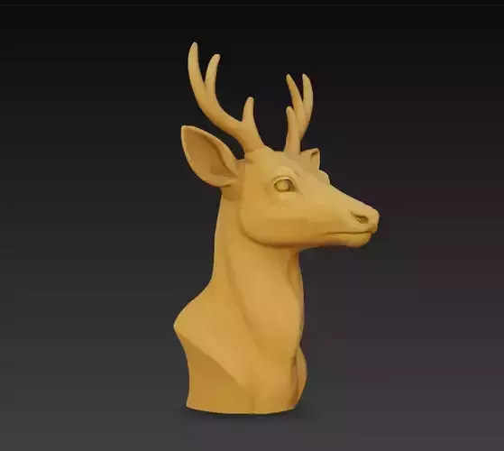 Realistic Deer Head Sculpture 3D Model