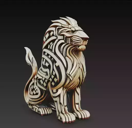 Ornamental Lion Sculpture 3D Model