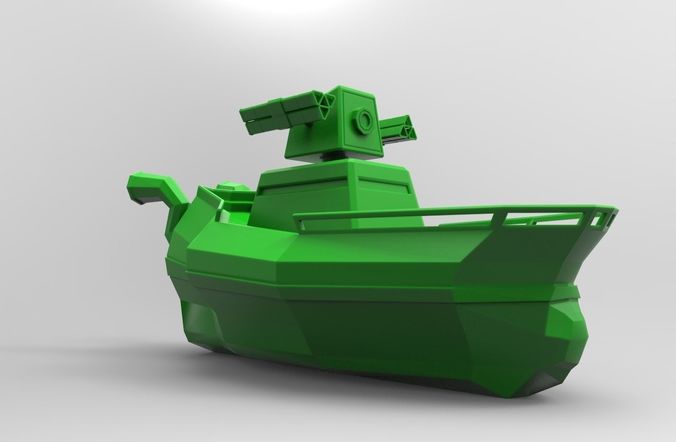 Low poly warship toy boat Low-poly 3D model