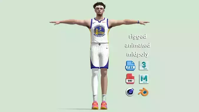 T-Pose Rigged Brandin Podziemski Golden State Warriors NBA