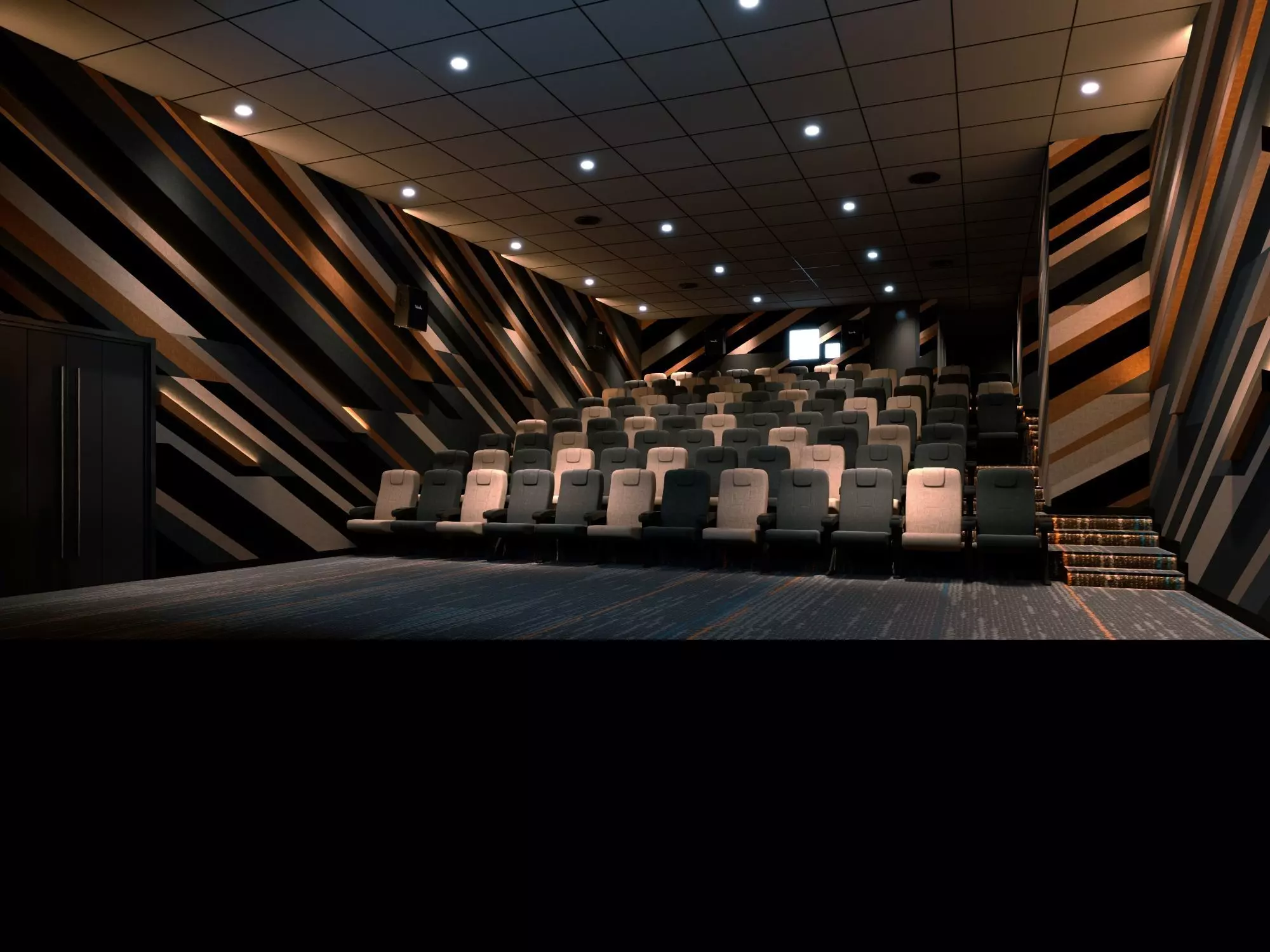 Modern Cinema Theater Auditorium Interior PBR Game Ready Low-poly 3D model