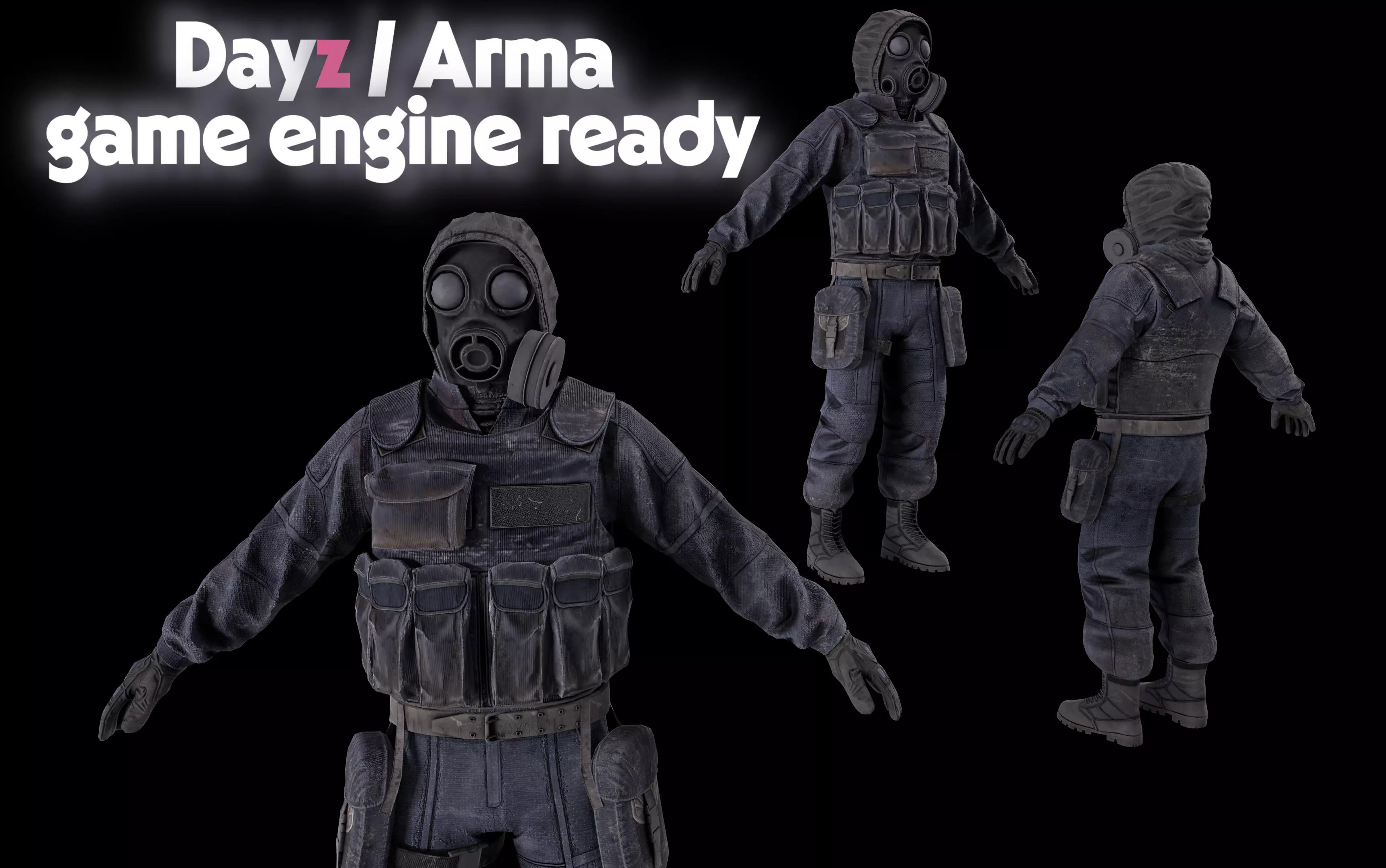 Dayz suit Stalker like style mercenary cloth Low-poly 3D model