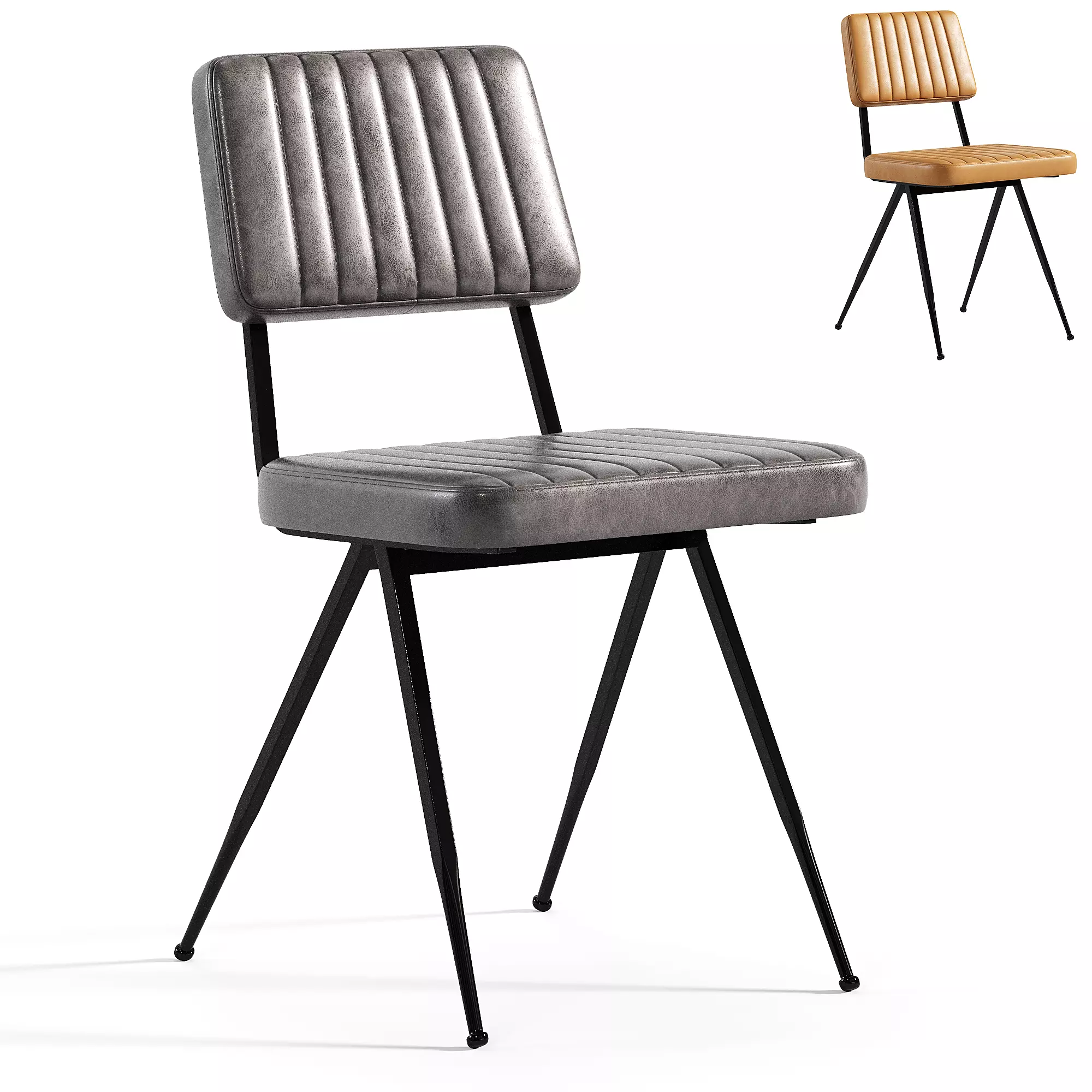 Cafe Metal Chair Retro Style Upholstered 3D model