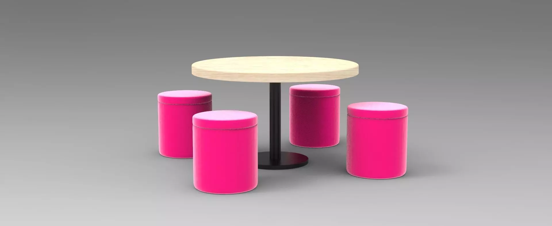 Round Chat Table with Cushioned Benches 3D model