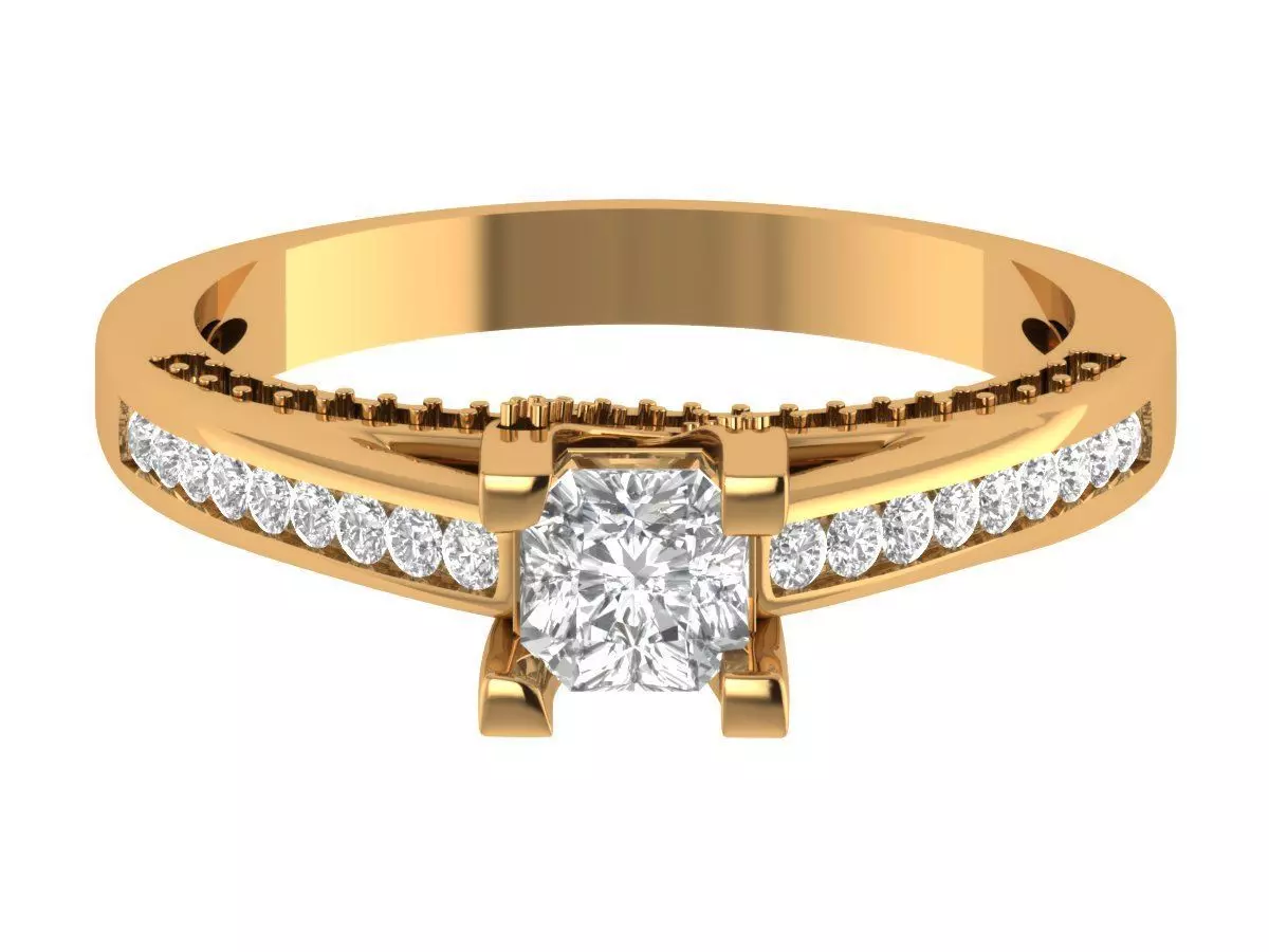 Radiant Solitaire Ring 3D print model