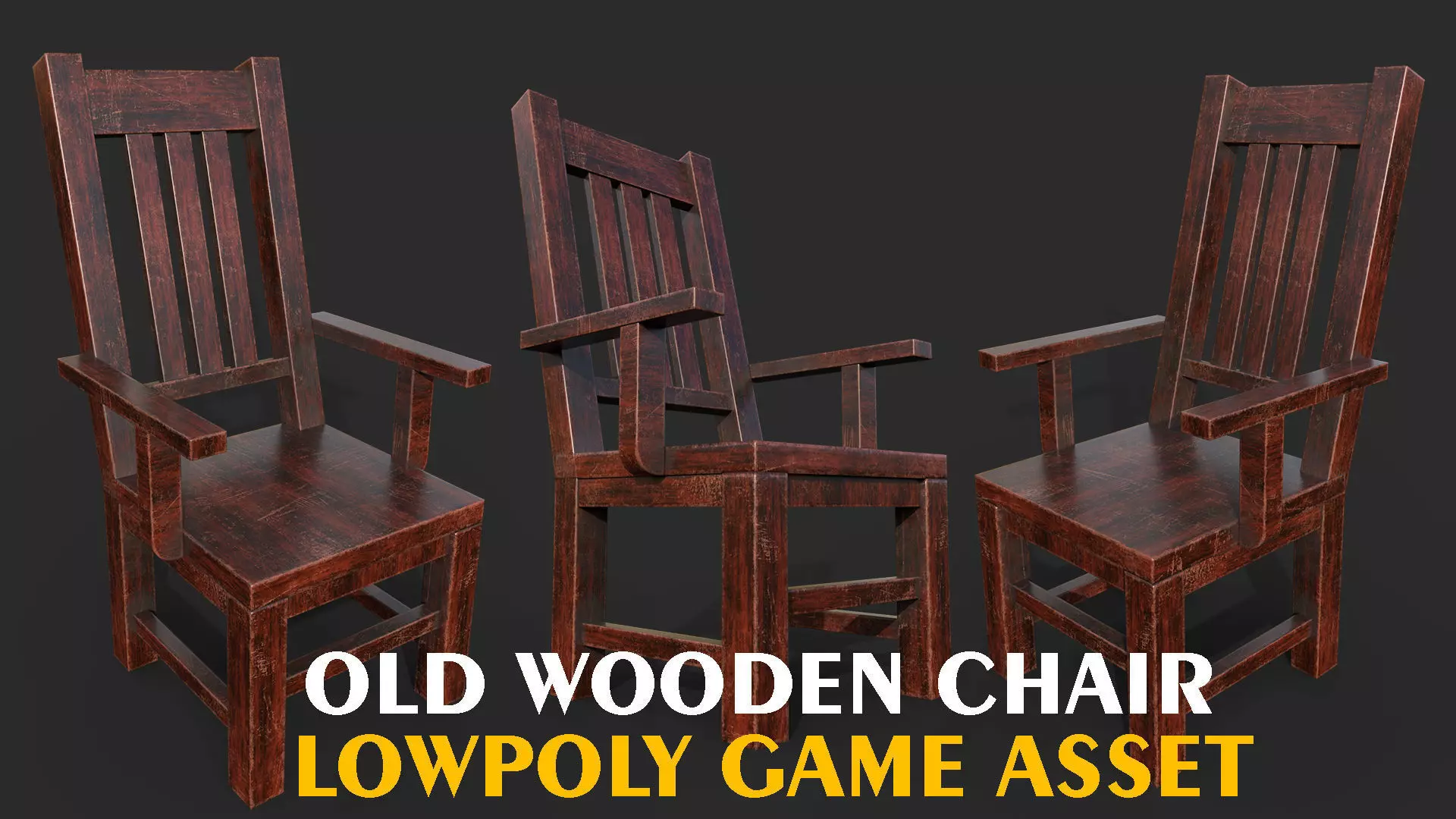 old wooden chair Lowpoly game asset Low-poly 3D model