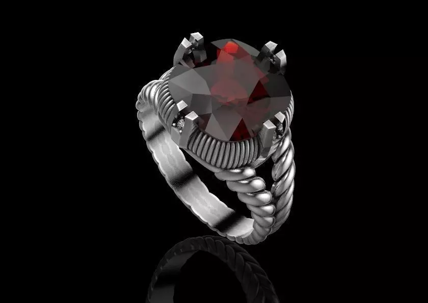 Ring with a jewel 3D print model_0