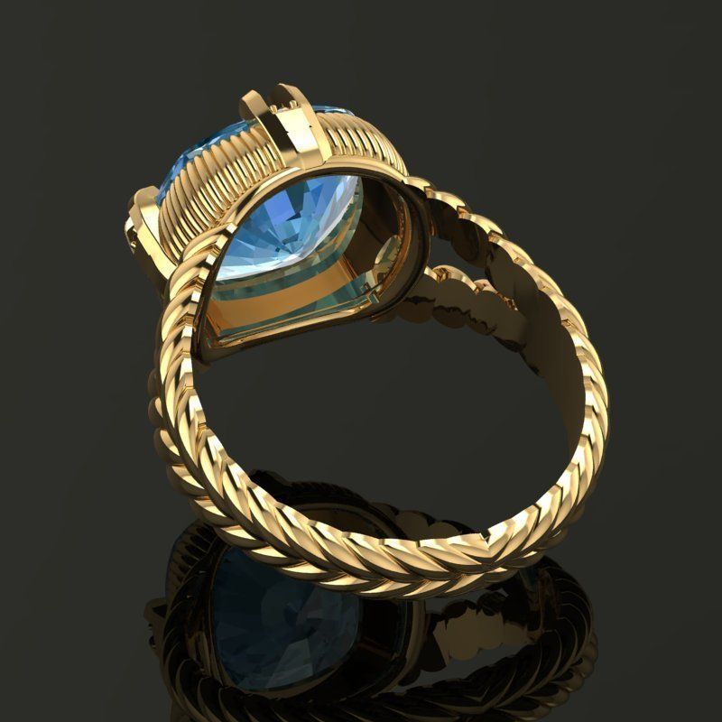 Ring with a jewel 3D print model_2