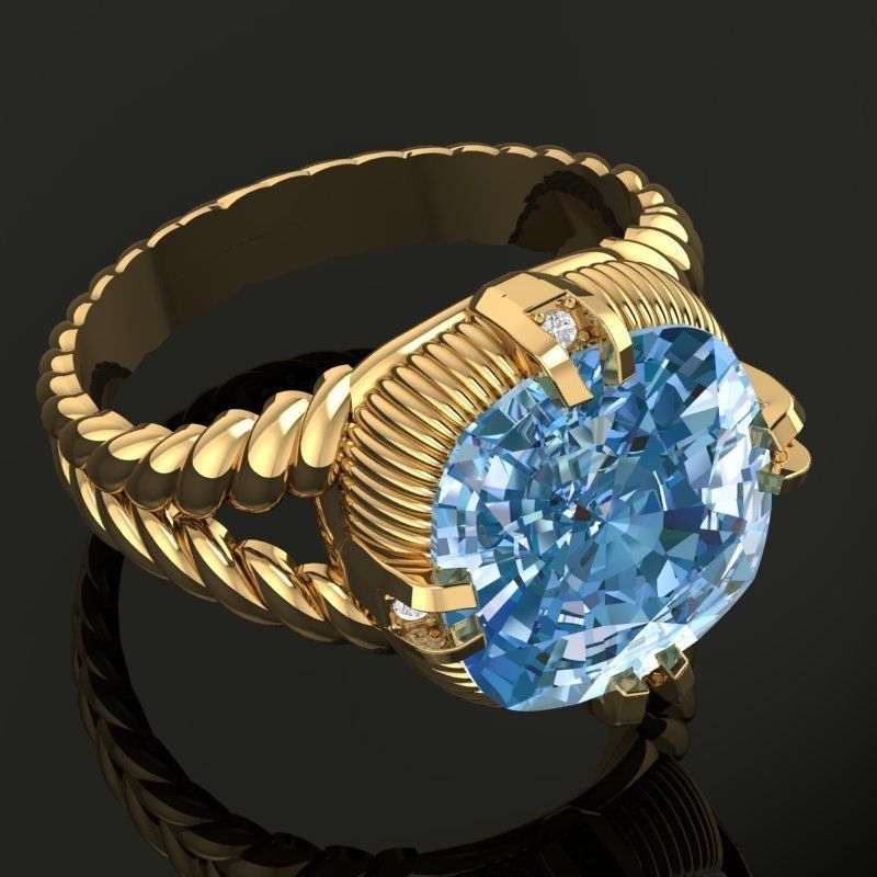 Ring with a jewel 3D print model_1