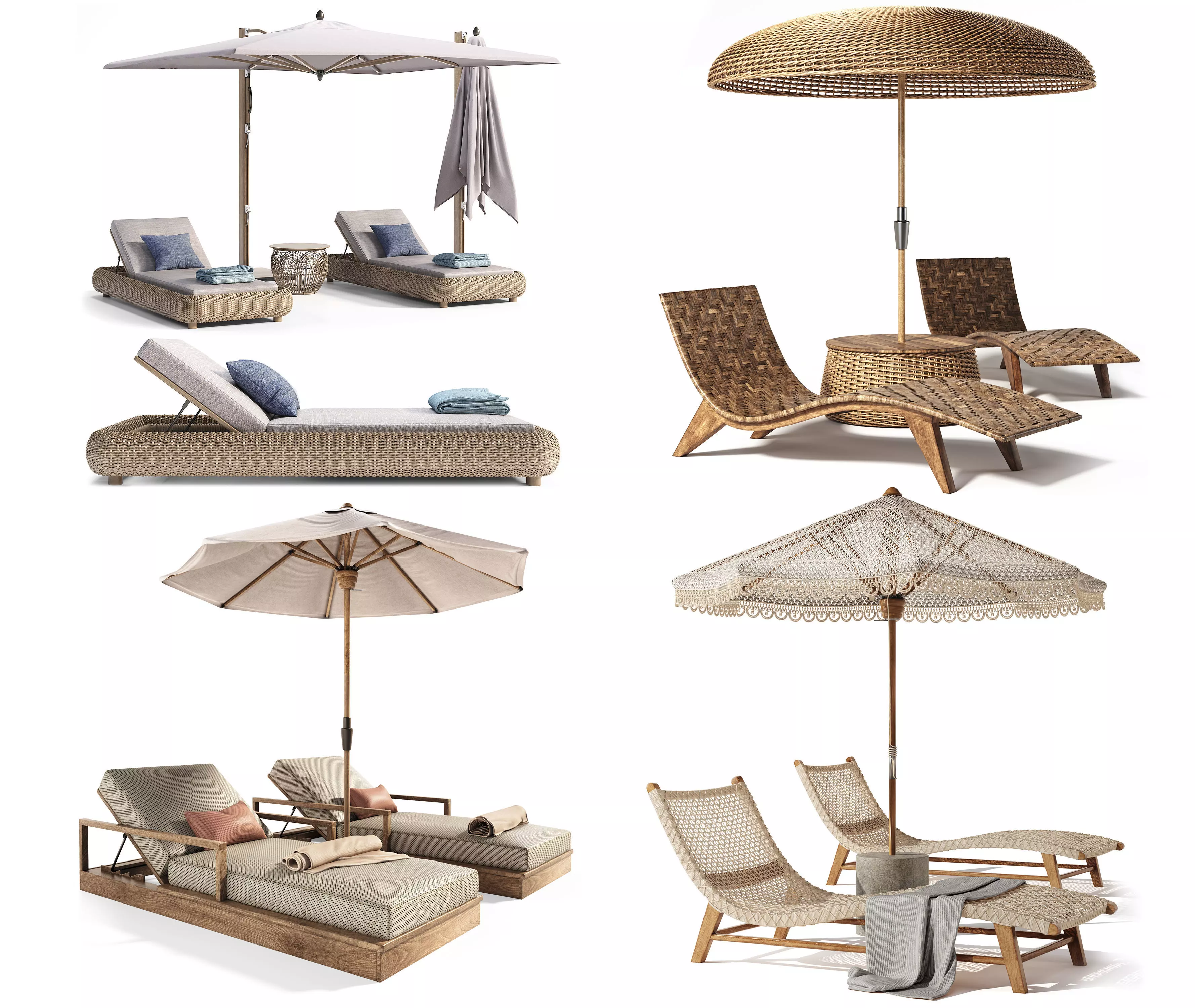 Luxury Outdoor Poolside Furniture Collection 3D model