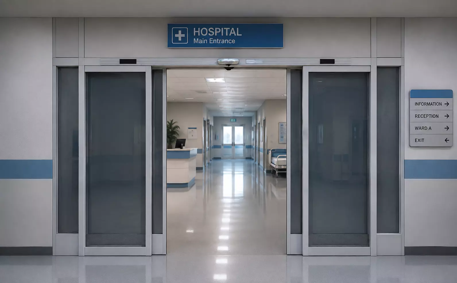 Hospital Automatic Sliding Door Game Ready Low-poly 3D model