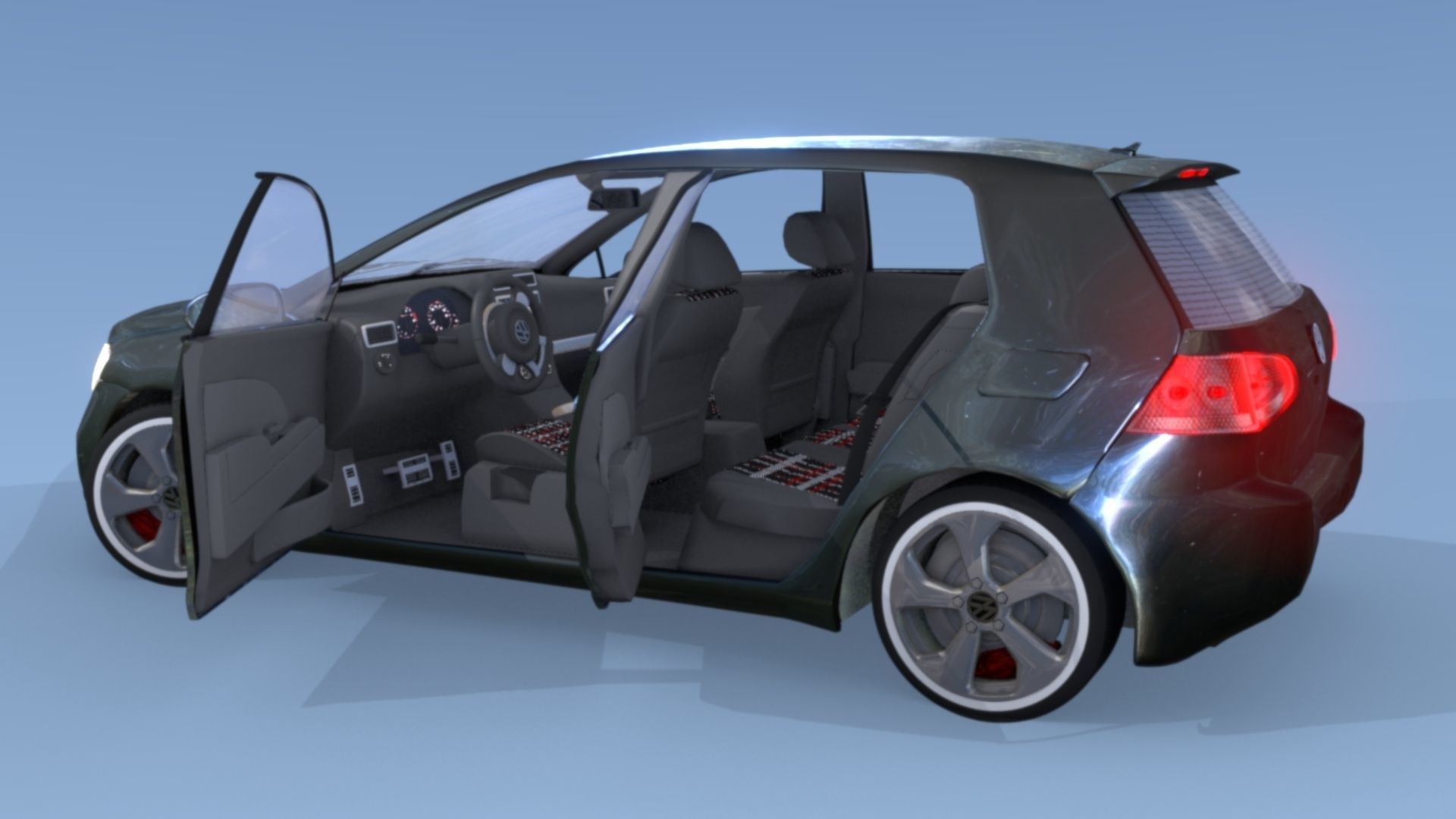 2016 Volkswagon GOLF GTI BLACK 3D model_2