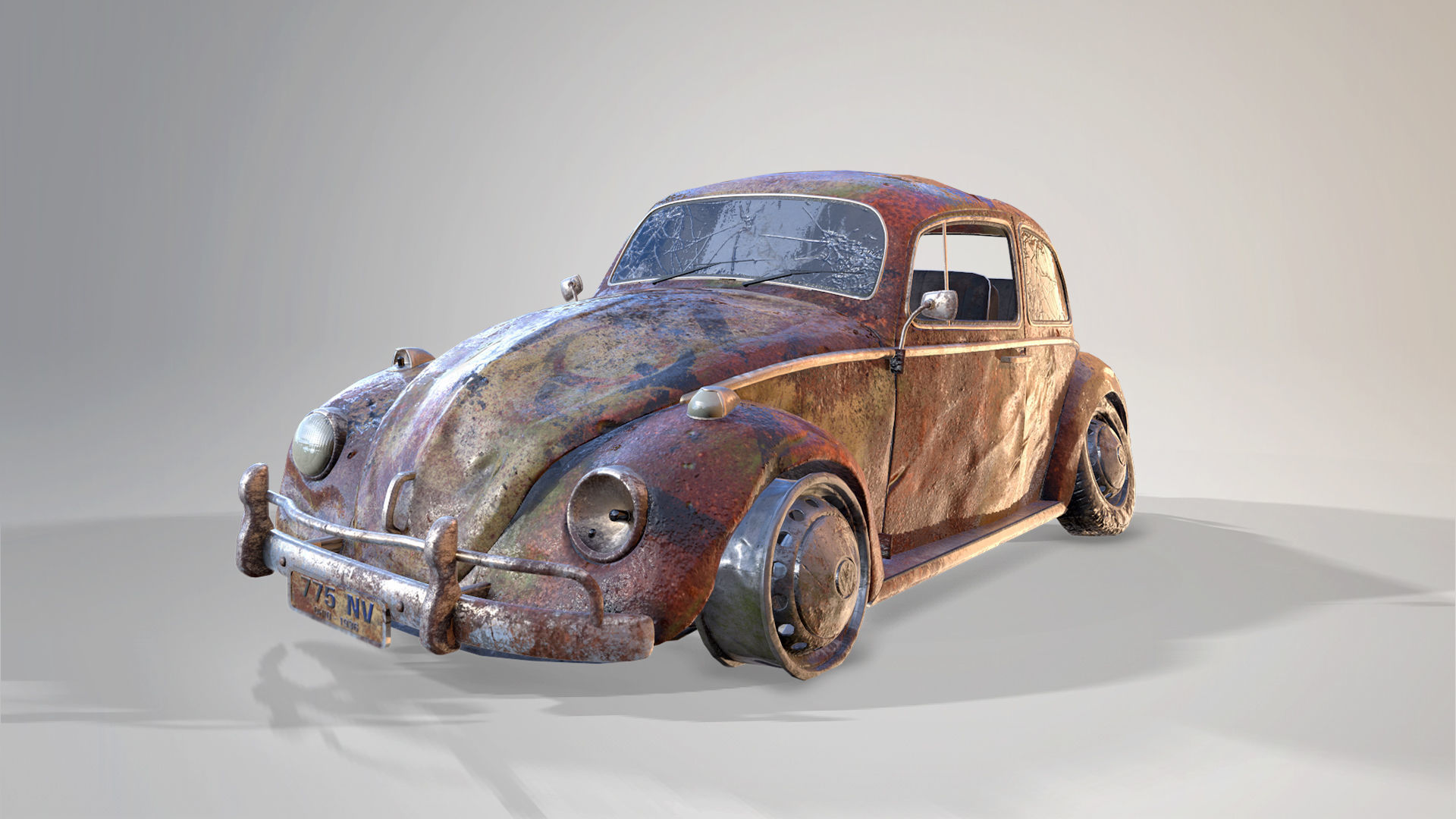 Rusty Volkswagen Beetle 3D model_1