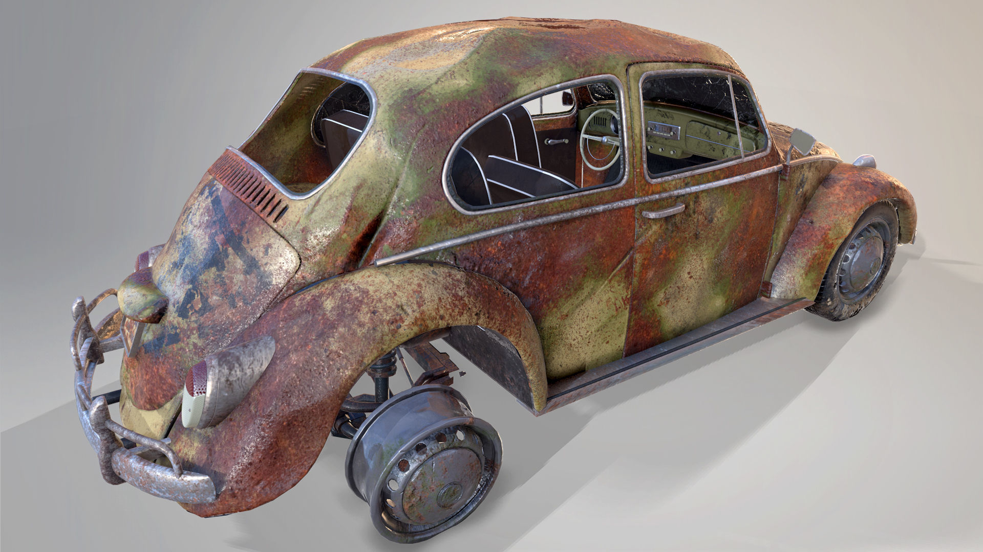Rusty Volkswagen Beetle 3D model_4