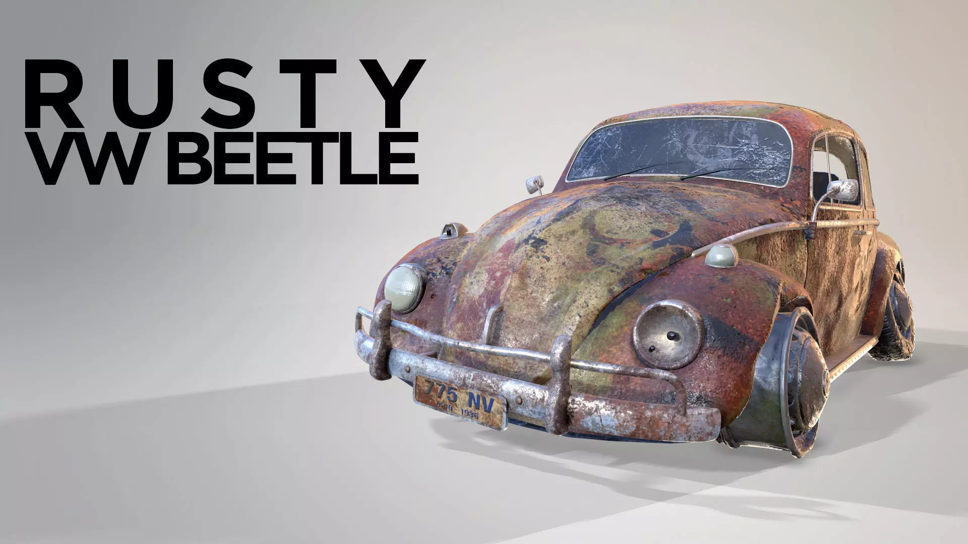 Rusty Volkswagen Beetle 3D model_0
