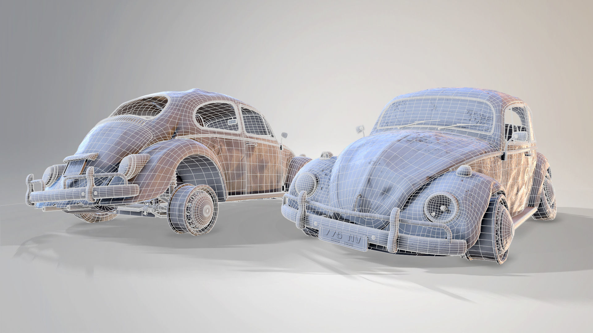 Rusty Volkswagen Beetle 3D model_3
