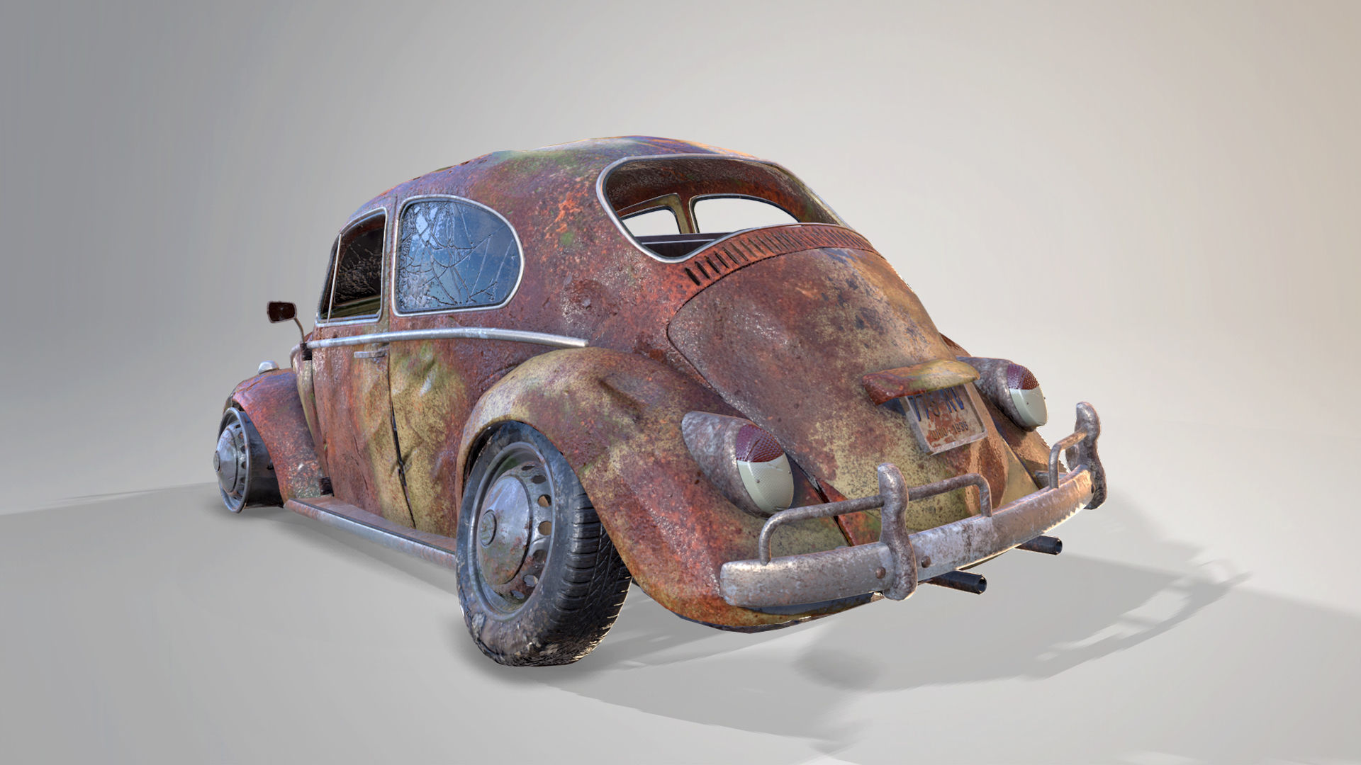 Rusty Volkswagen Beetle 3D model_2