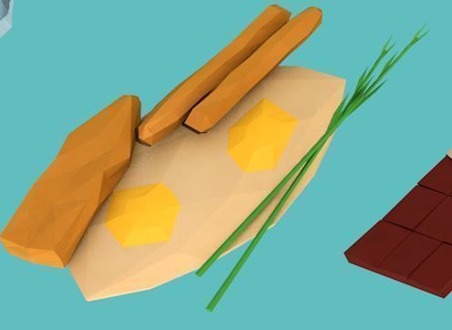 Food set bottle and chopsticks Low-poly 3D model_14
