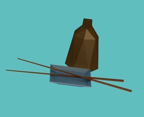 Food set bottle and chopsticks Low-poly 3D model_4