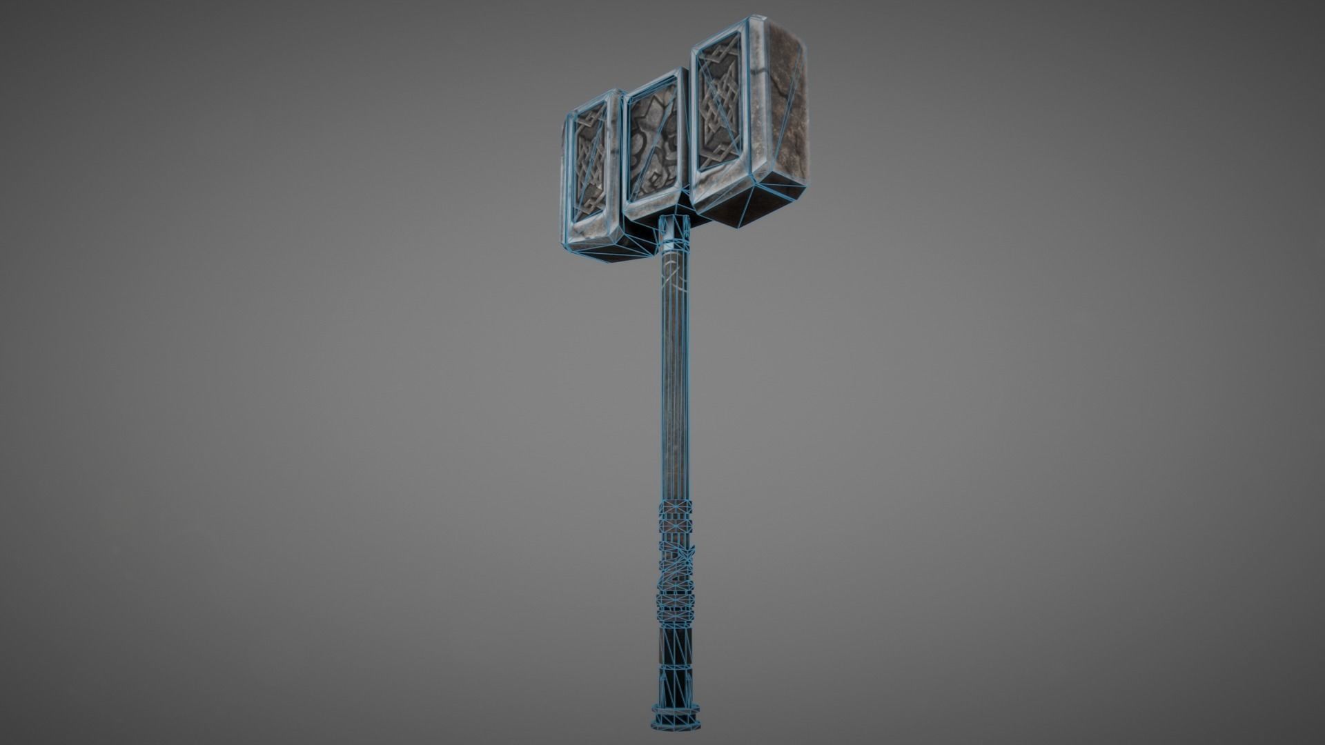 Stone Warhammer 01 Low-poly 3D model_5