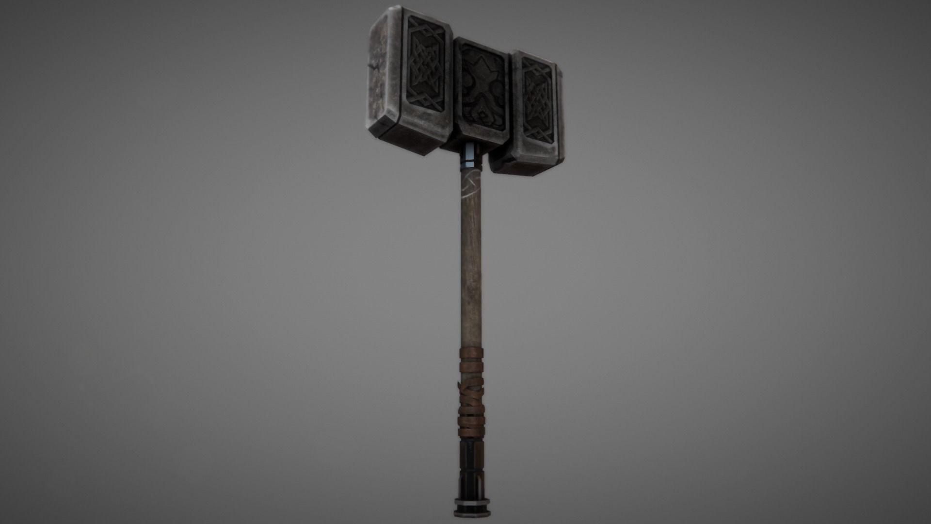 Stone Warhammer 01 Low-poly 3D model_4