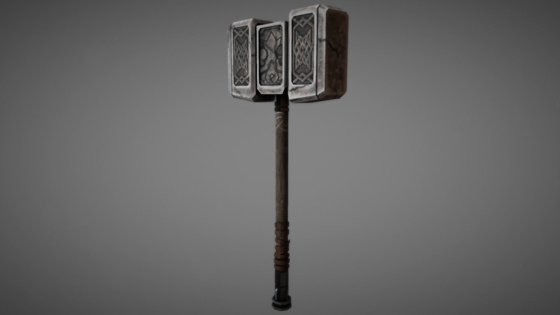 Stone Warhammer 01 Low-poly 3D model_1