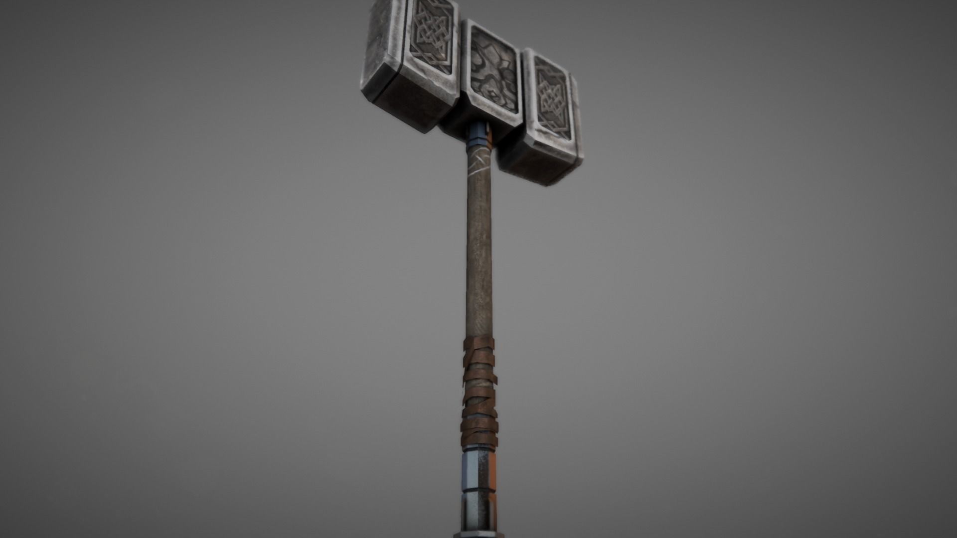 Stone Warhammer 01 Low-poly 3D model_2