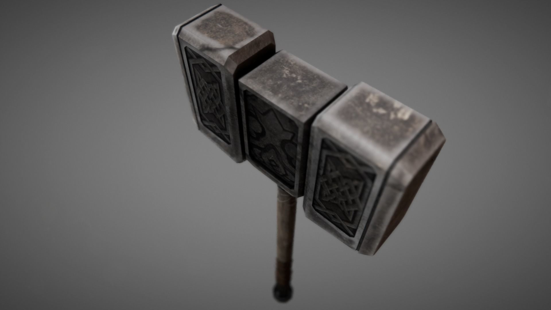 Stone Warhammer 01 Low-poly 3D model_3