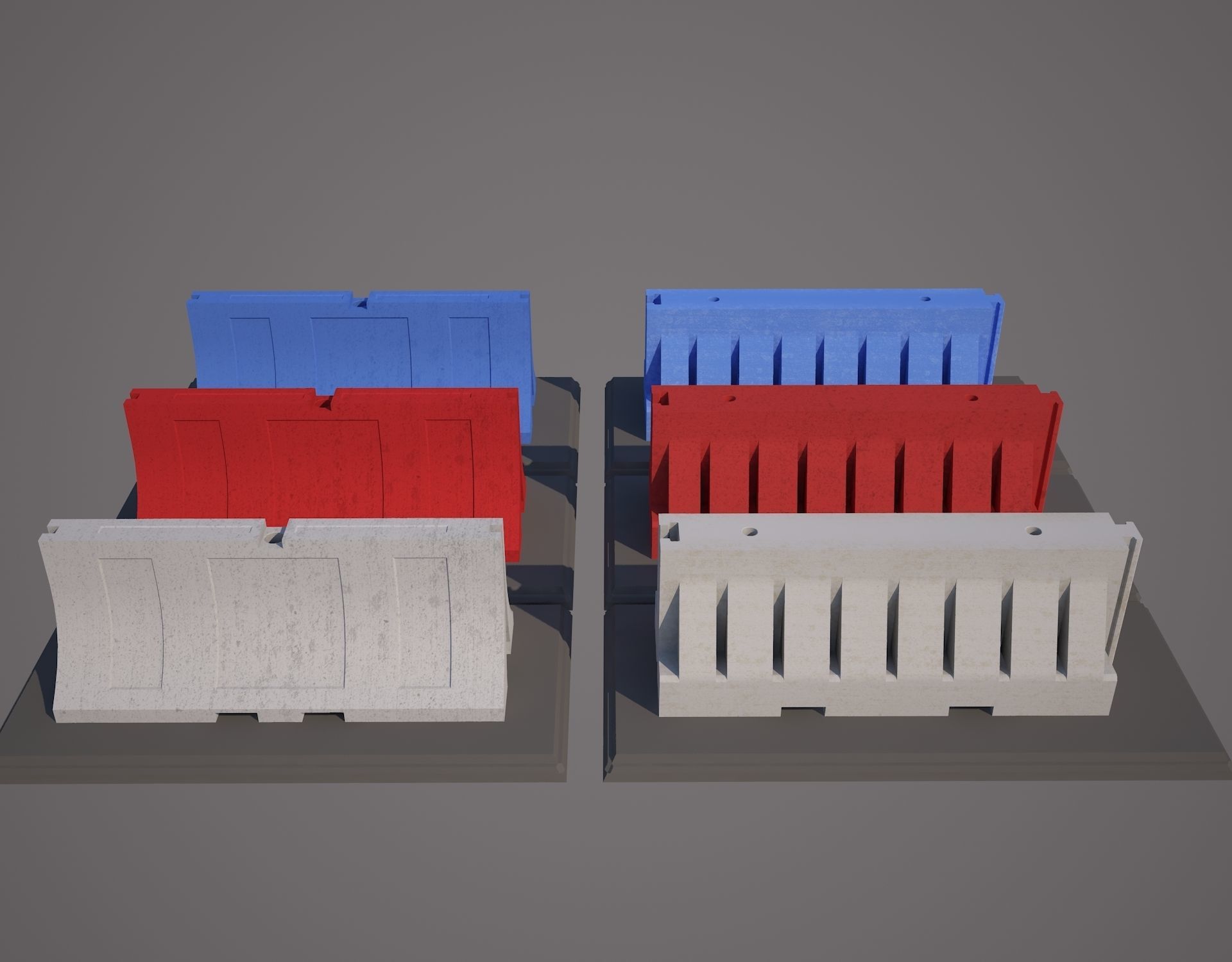 Plastic Traffic Water Barrier - Barricade Low-poly 3D model_3