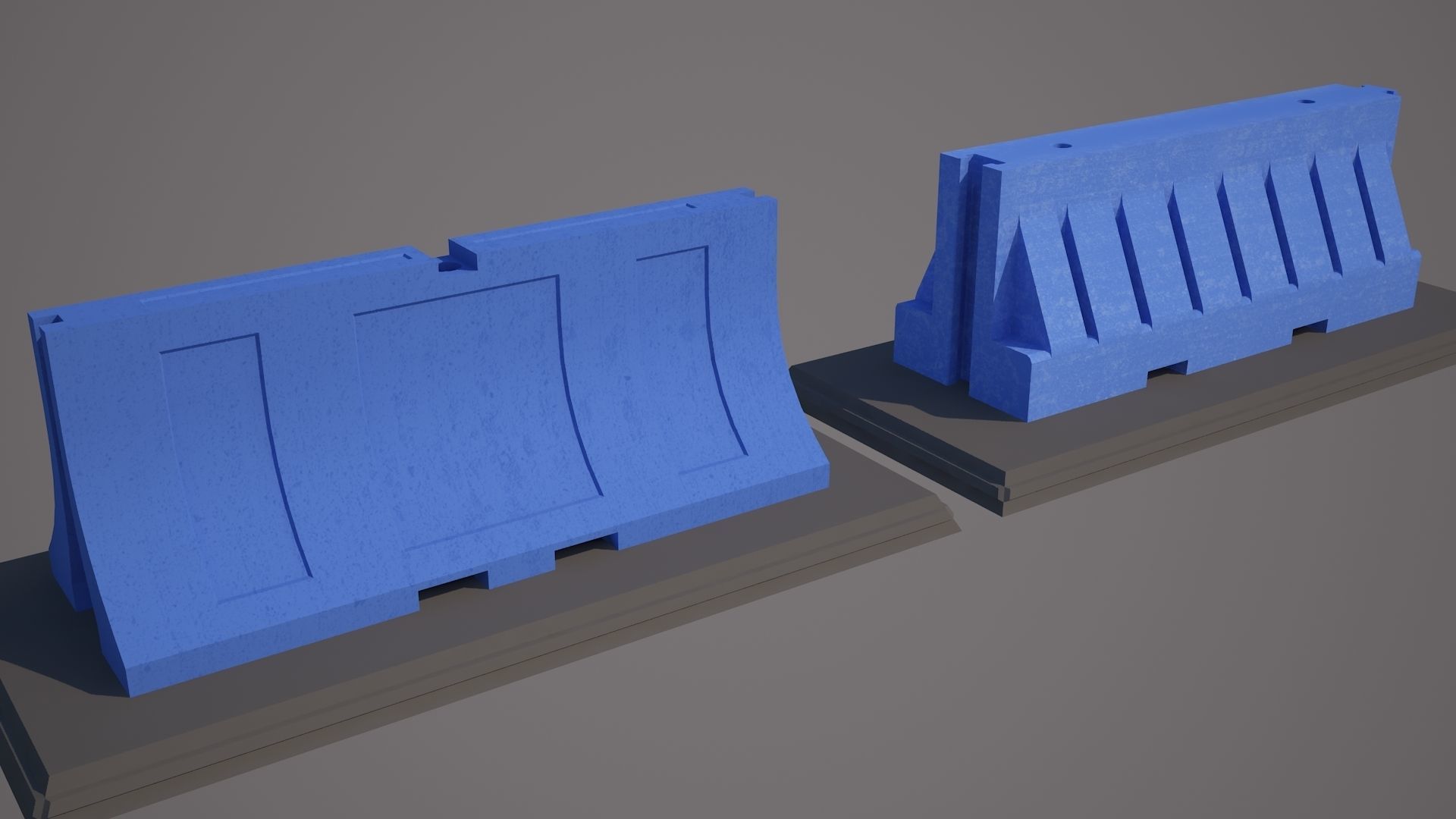 Plastic Traffic Water Barrier - Barricade Low-poly 3D model_7