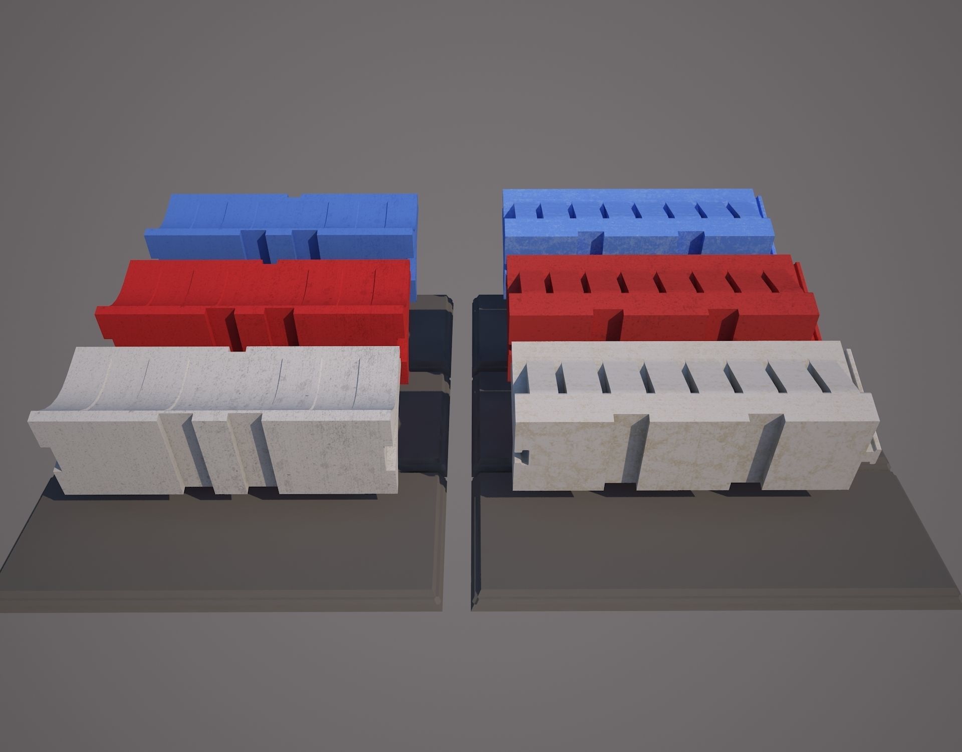 Plastic Traffic Water Barrier - Barricade Low-poly 3D model_4