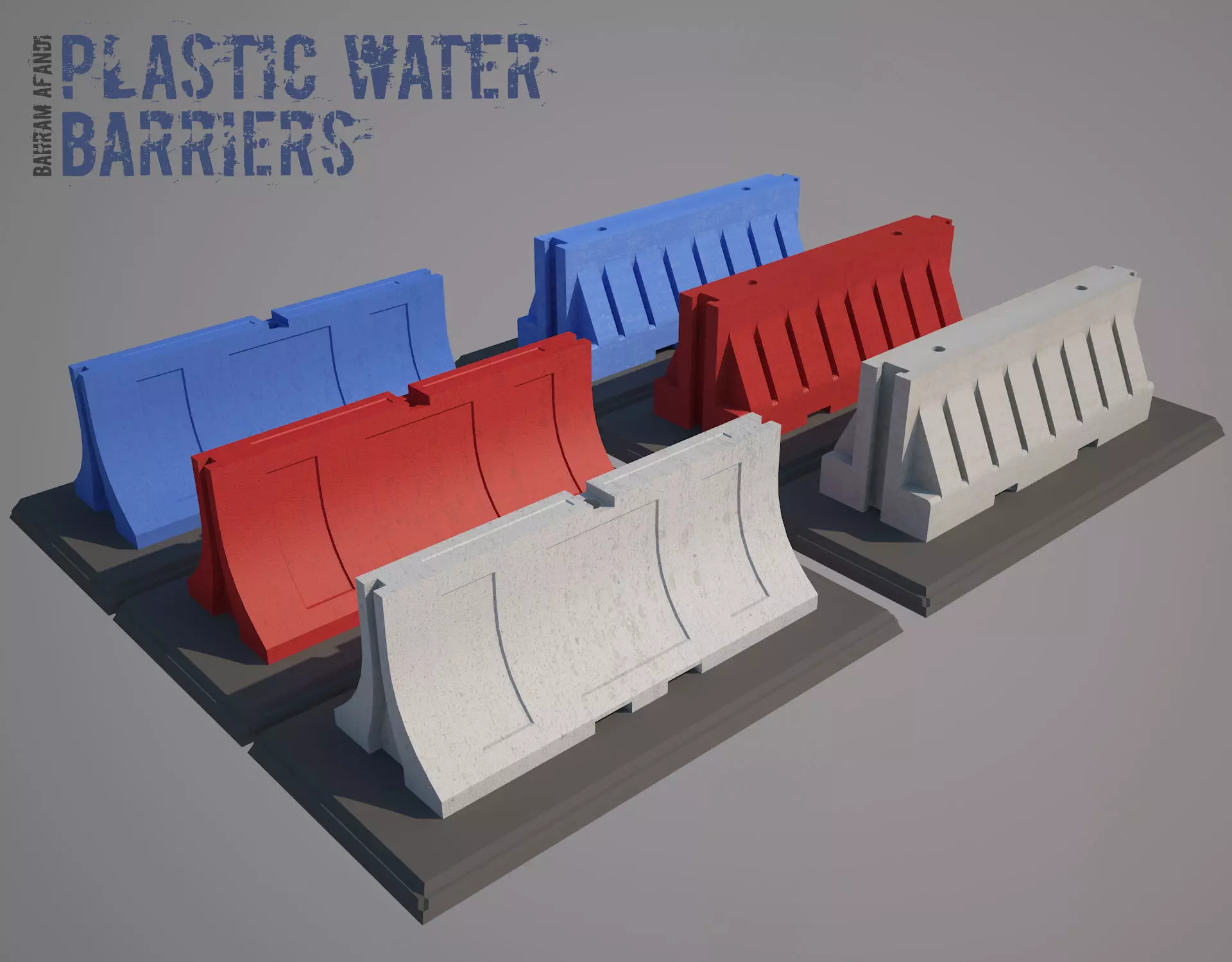Plastic Traffic Water Barrier - Barricade Low-poly 3D model_0