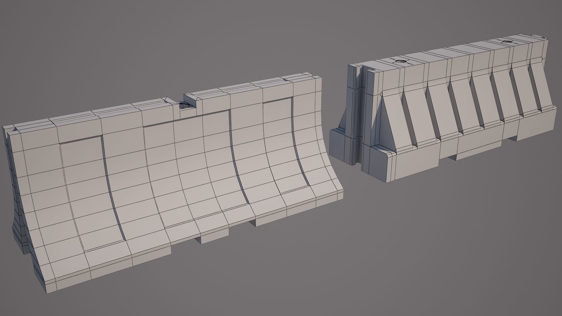 Plastic Traffic Water Barrier - Barricade Low-poly 3D model_8