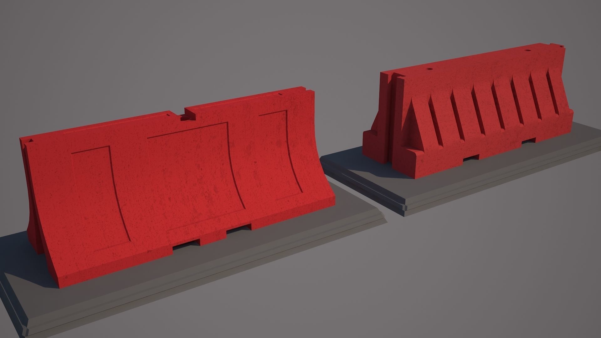 Plastic Traffic Water Barrier - Barricade Low-poly 3D model_6