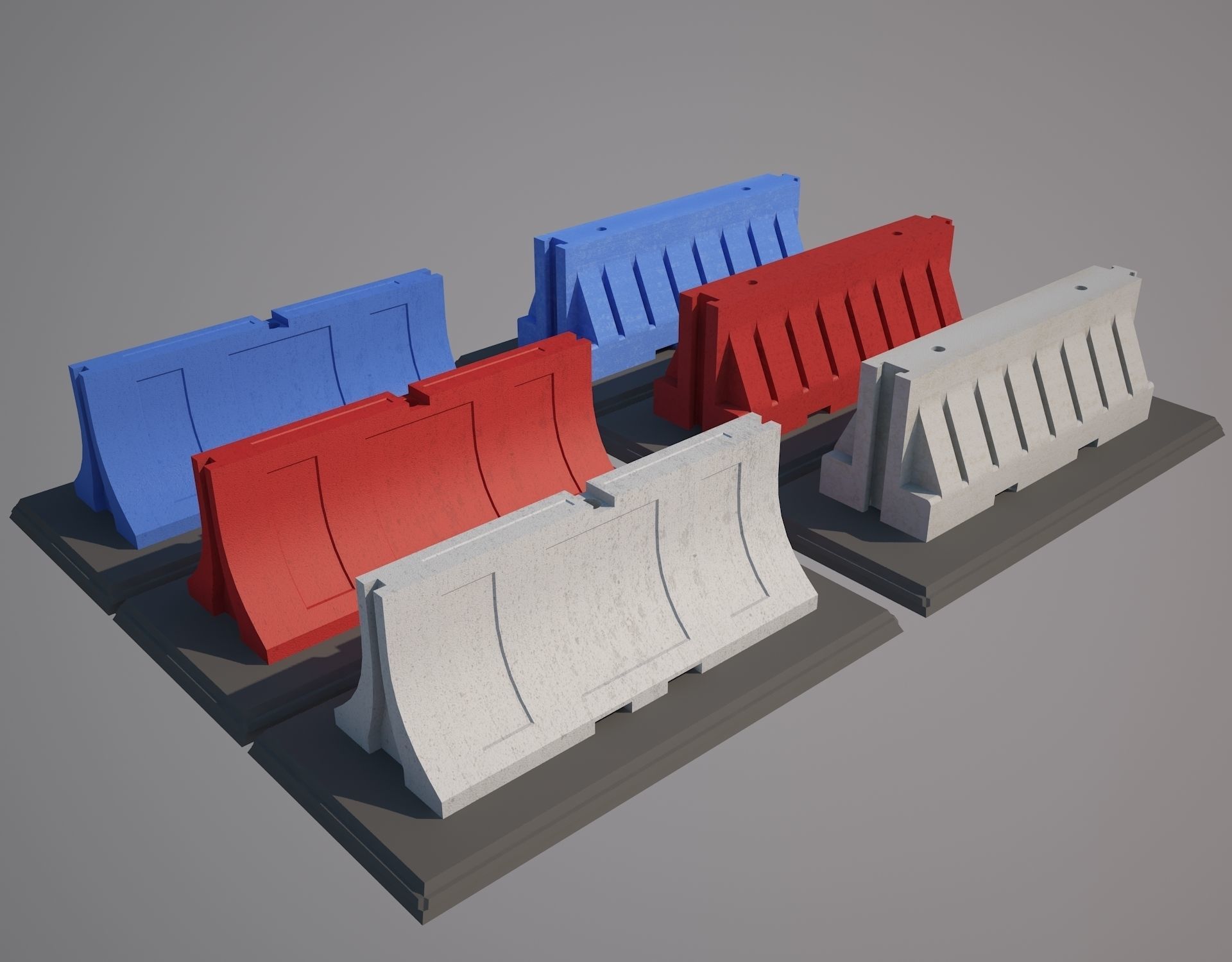 Plastic Traffic Water Barrier - Barricade Low-poly 3D model_1